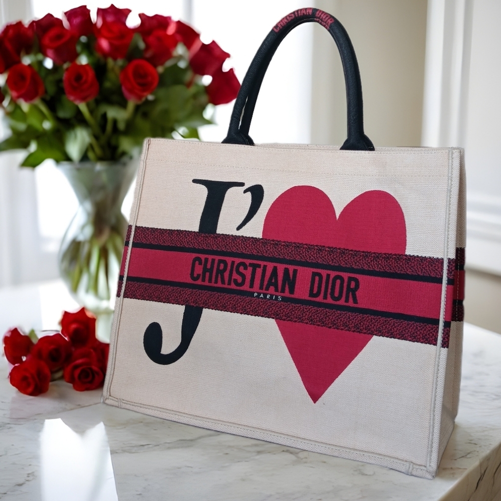 ❤️ Christian Dior LIMITED EDITION Large Book Tote DiorAmour Je T'aime  LIKE NEW✨ - Picture 7 of 16